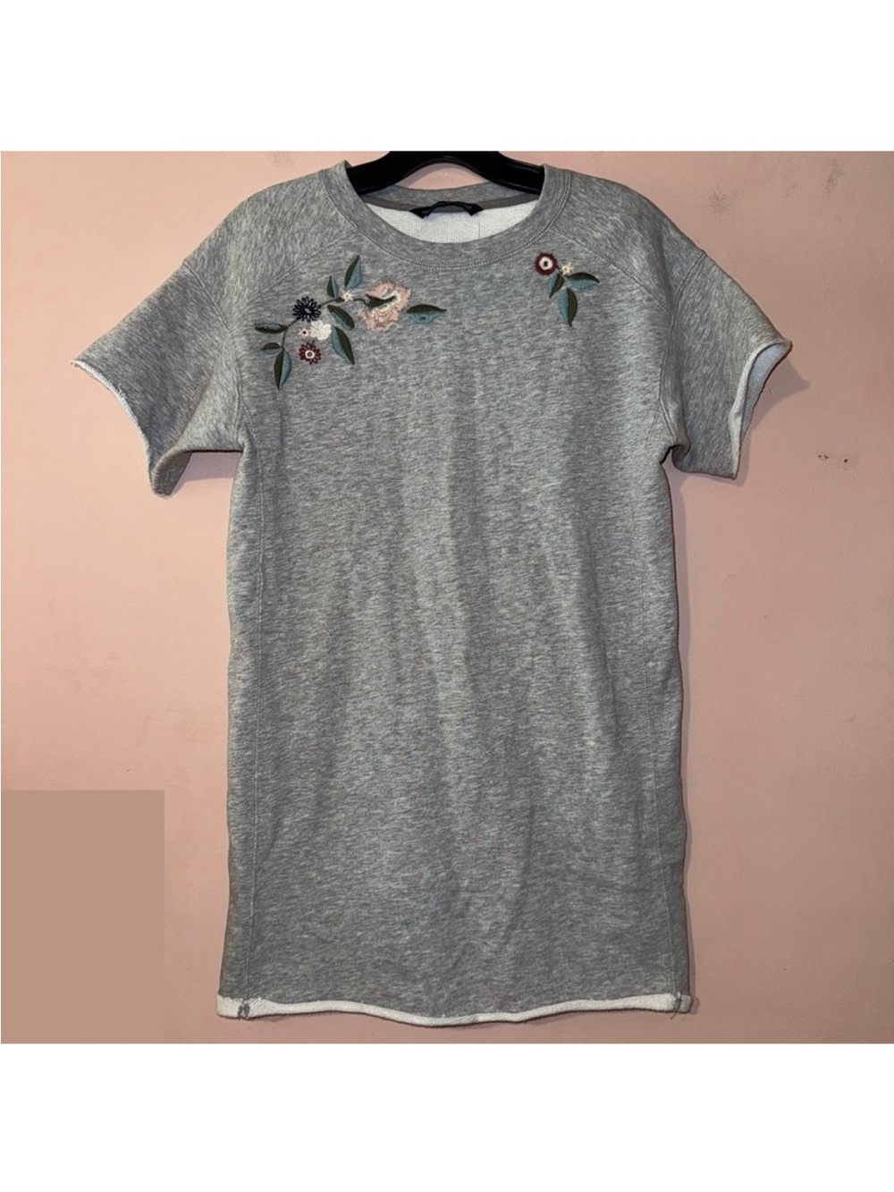 Abercrombie & Fitch Gray Embroidered Floral Sweatshirt Dress Size XSP NWT!